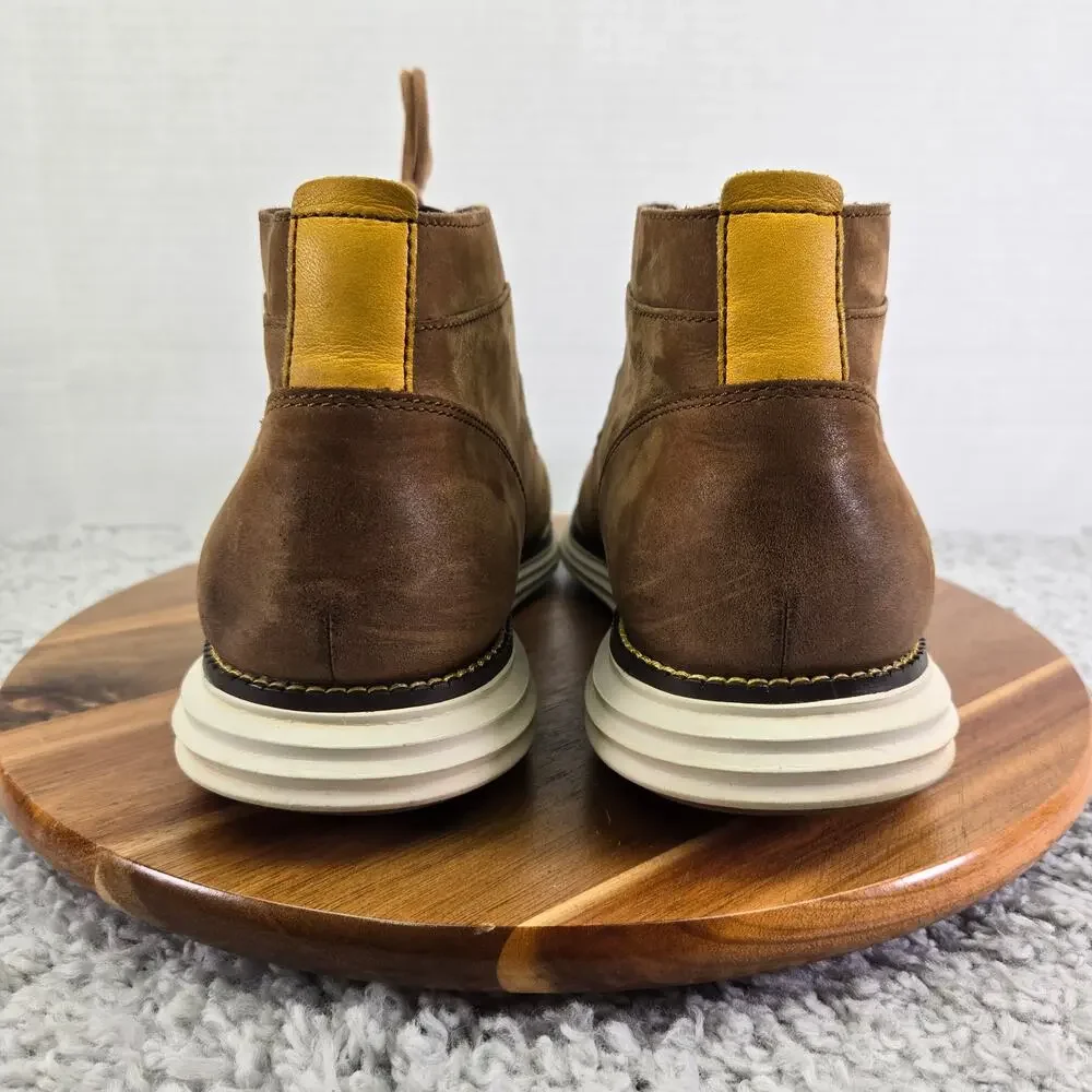 Cole Haan Mens 12M OriginalGrand Brown Leather Casual Lifestyle Chukka Boots